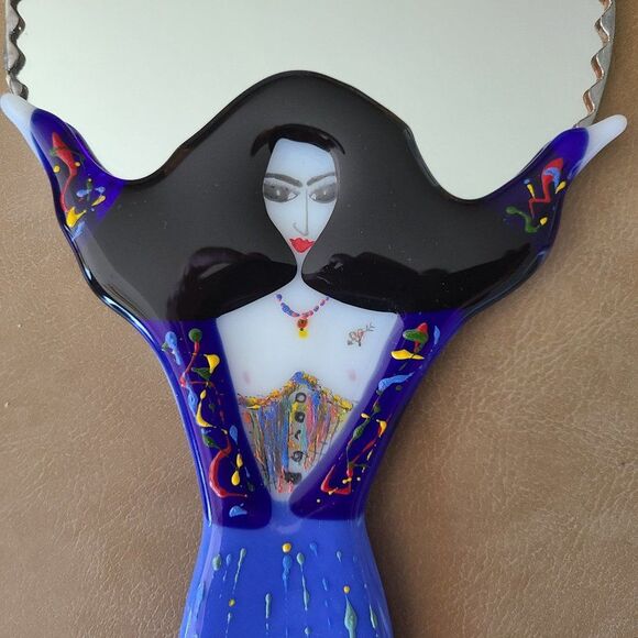 Vanity Mirror Handcrafted Handheld Lovely Moon Goddess One Of A Kind OOAK Art - Picture 2 of 16
